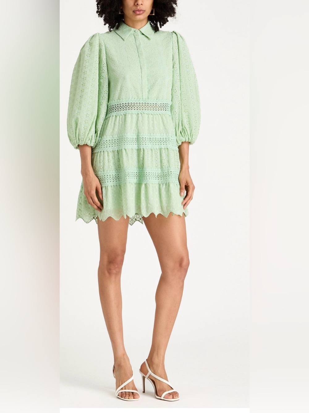 Alice + Olivia Blakesley Eyelet Mini Dress – Pistachio (NWT)